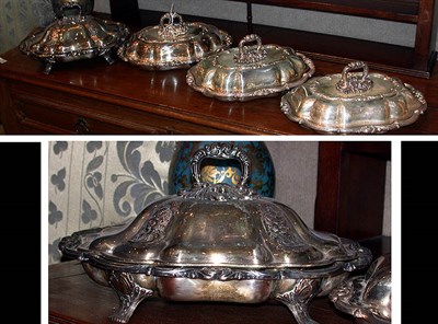 Lot 329A - Group of Four Silver Plated Covered Dishes