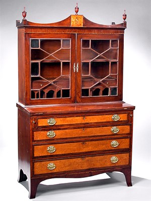 Lot 211 - Federal Inlaid Mahogany Desk and Bookcase...