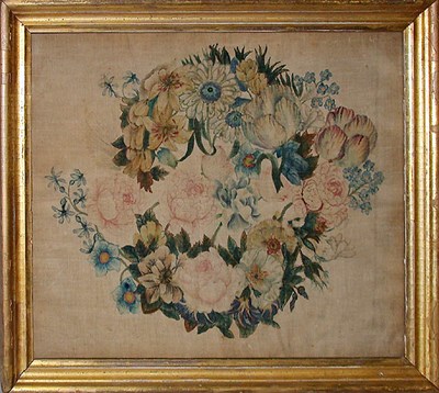 Lot 243 - Watercolor on Velvet Theorem Painting 19th...