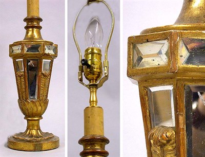 Lot 372 - Art Deco Mirror Inlaid Gilt-Wood Urn-Form Lamp...