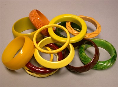 Lot 756 - Group of Fourteen Bakelite Bracelets