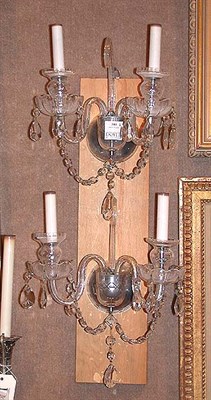 Lot 340 - Pair of Georgian Style Colorless Cut Glass Two-...