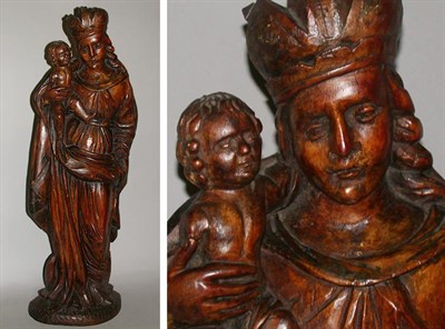 Lot 210 - Continental Carved Wood Figure of the Madonna...