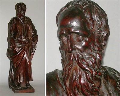 Lot 225 - Continental Carved Walnut Figure of a Male...