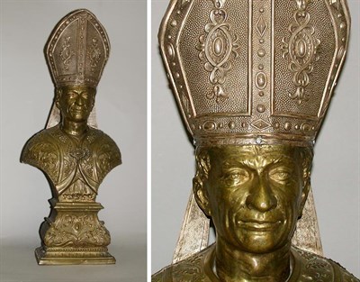 Lot 208 - Continental Gilt-Metal Bust of a Pope 19th...