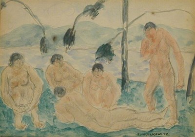 Lot 152 - Abraham Walkowitz 1878-1965 BATHERS Signed A....