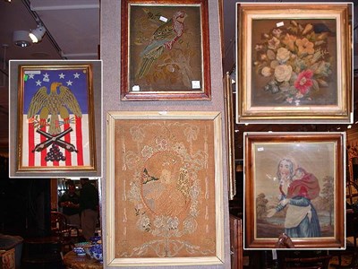 Lot 147 - Miscellaneous Group of Five Framed Needlework...