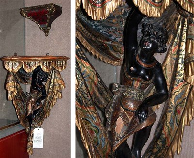 Lot 376 - Venetian Parcel Gilt Figural Bracket Together...