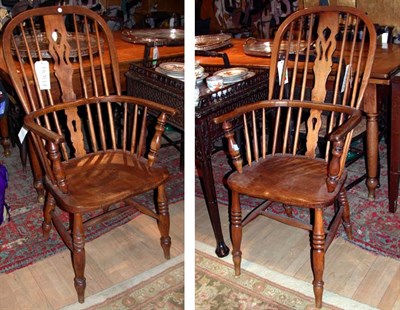 Lot 133 - Pair of Provincial Georgian Style Elm Windsor...