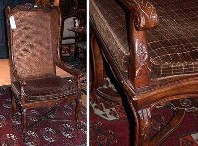 Lot 176 - Louis XV Style Caned Walnut Bergere