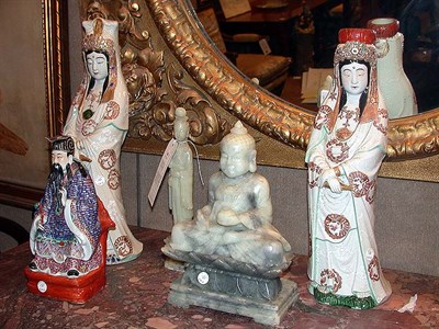 Lot 180 - Group of Five Porcelain and Hardstone Figures