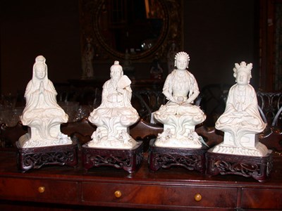 Lot 194 - Group of Four Crackle Glaze Porcelain Figures