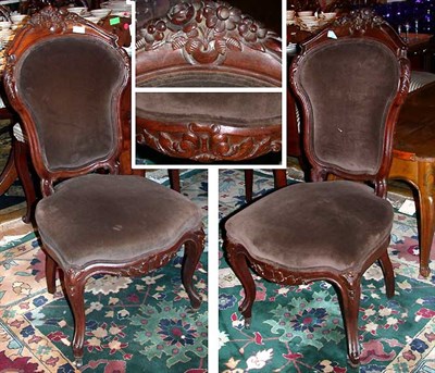 Lot 201 - Pair of Victorian Upholstered Rosewood Side...
