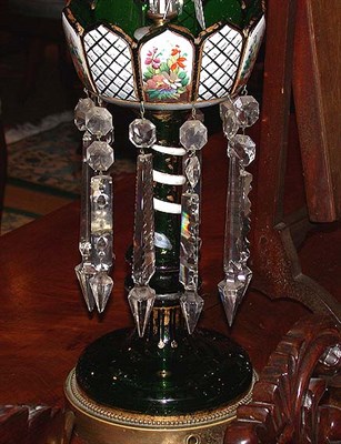 Lot 202 - Pair of Enameled Glass Lustres Electrified.