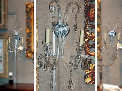 Lot 400 - Pair of Georgian Style Colorless Cut Glass Two-...