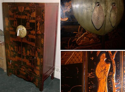 Lot 126 - Chinese Black Lacquered Chinoiserie Decorated...