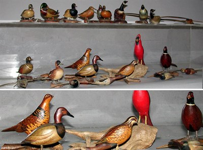 Lot 169 - Group of Painted Wood Bird Miniatures...
