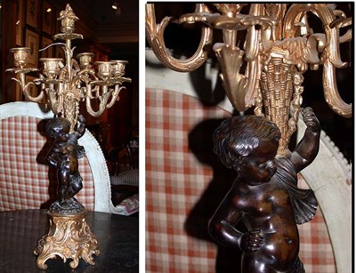 Lot 271 - Louis XV Style Gilt and Patinated-Bronze...
