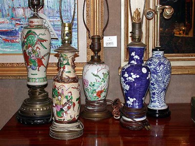 Lot 273 - Group of Five Porcelain Lamps