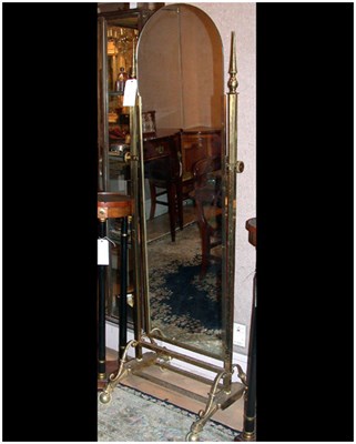 Lot 342 - Victorian Style Brass Cheval Mirror
