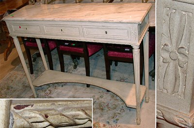 Lot 259 - Louis XVI Style Marble Top White Painted Console