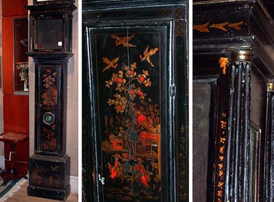 Lot 377 - Georgian Style Chinoiserie Decorated Tall Case...