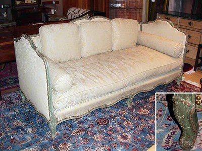 Lot 162 - Louis XV Style Painted and Upholstered Daybed