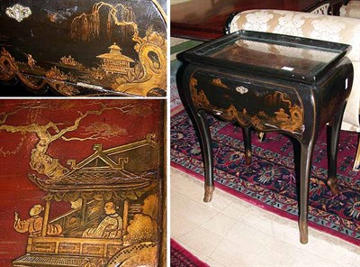 Lot 151 - Chinese Export Style Gilt Decorated Black...