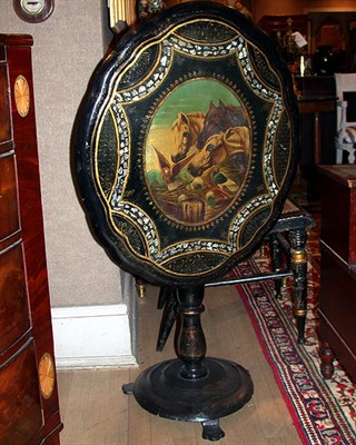 Lot 396 - Victorian Black Lacquered Mother-of-Pearl...