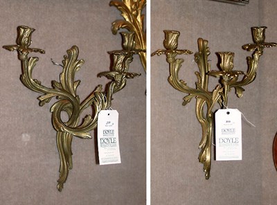 Lot 399 - Pair of Louis XV Style Gilt-Metal Three-Light...
