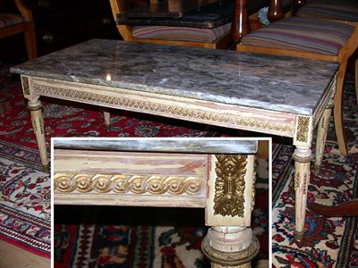 Lot 408 - Louis XVI Style Marble Top Painted and Parcel...