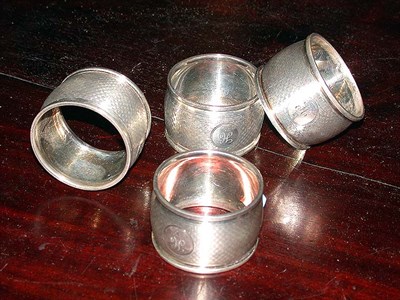 Lot 231 - Set of Six Sterling Silver Napkin Rings Total...