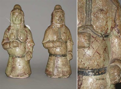 Lot 107 - Pair of Chinese Straw Glazed Pottery Models of...