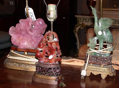Lot 467 - Group of Three Hardstone Lamps