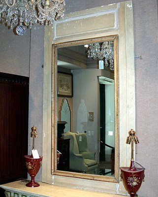 Lot 471 - Louis XVI Style Painted and Parcel Gilt Mirror