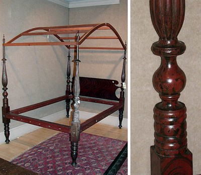Lot 95 - Grain Painted Four-Post Tester Bed Mid 19th...