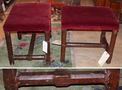 Lot 478 - Pair of Provincial Georgian Upholstered Stools