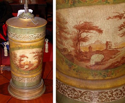Lot 511 - Pair of Tole Painted Lamps