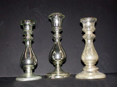 Lot 306 - Group of Three Mercury Glass Candlesticks...