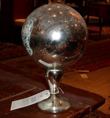 Lot 307 - Mercury Glass Gazing Ball Raised on a baluster-...
