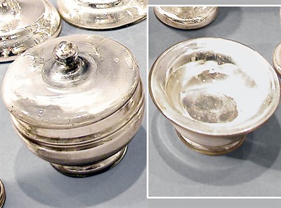 Lot 303 - Group of Three Mercury Glass Bowls One with a...