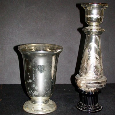 Lot 312 - Mercury Glass Vase and Candlestick The...