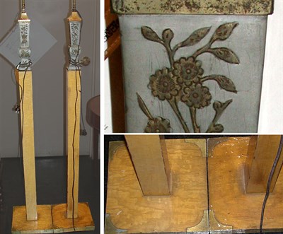 Lot 151 - Pair of Patinated-Metal and Blond Wood Floor...