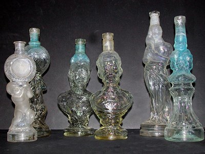 Lot 130 - Group of Six Continental Glass Figural Bottles...