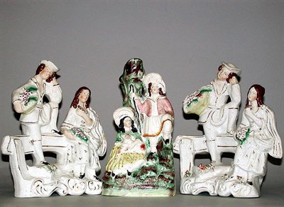 Lot 166 - Group of Three Staffordshire Pottery Figural...