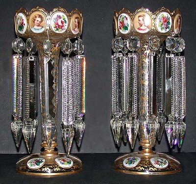 Lot 120 - Pair of Bohemian Cased Glass Lustres Each...
