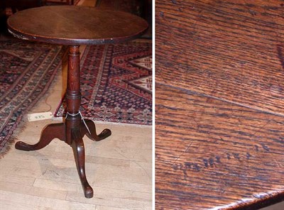Lot 68 - English Provincial Oak Tripod Table Height 27...