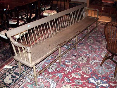 Lot 84 - Painted Windsor Settee Length 9 feet.