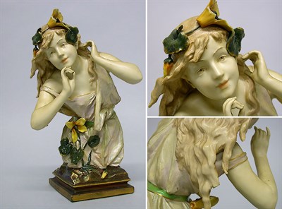 Lot 723 - Teplitz Pottery Bust of a maiden Height 12 1/2...