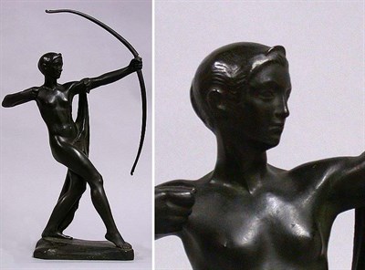 Lot 386 - Bronze Figure of a Female Archer After a model...